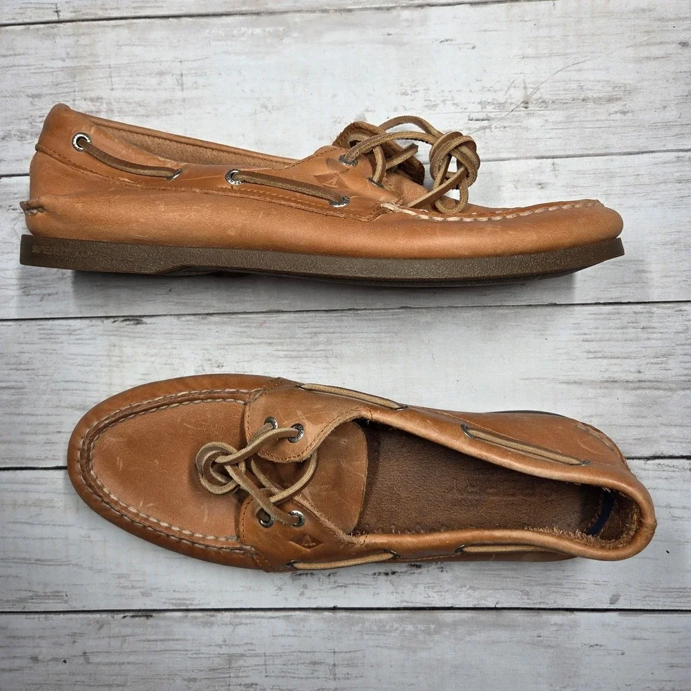 Sperry Top-Sider Authentic Original Boat Shoe Mens 12M Tan Leather Moc-Toe